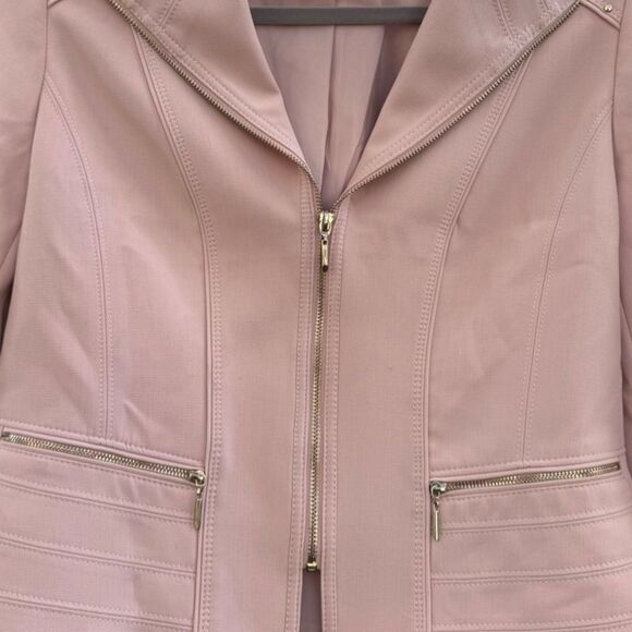 White House Black Market Women's Pink Knit Moto Blazer Jacket Size 12 - Picture 5 of 8